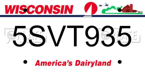 5SVT935 Wisconsin License Plate