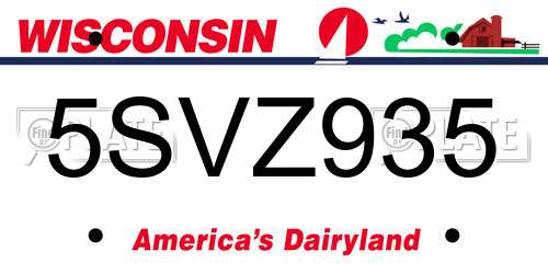 5SVZ935 Wisconsin License Plate