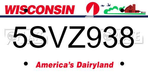 5SVZ938 Wisconsin License Plate
