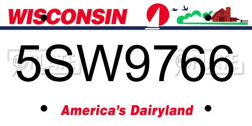5SW9766 Wisconsin License Plate