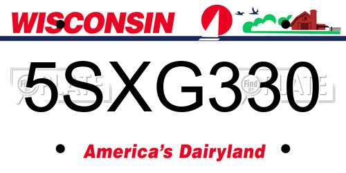 5SXG330 Wisconsin License Plate