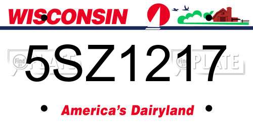 5SZ1217 Wisconsin License Plate