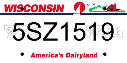 5SZ1519 Wisconsin License Plate