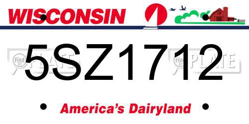 5SZ1712 Wisconsin License Plate