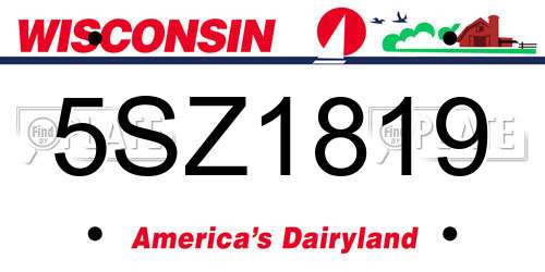 5SZ1819 Wisconsin License Plate