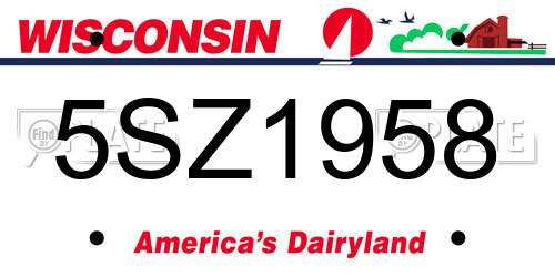 5SZ1958 Wisconsin License Plate
