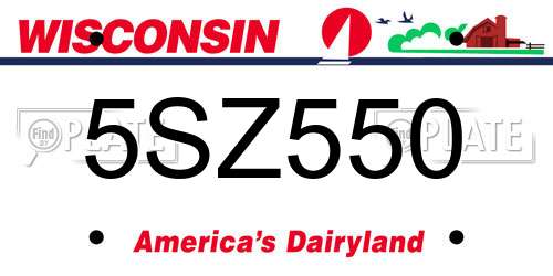 5SZ550 Wisconsin License Plate