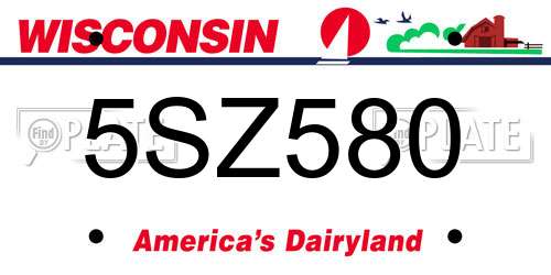 5SZ580 Wisconsin License Plate