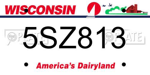 5SZ813 Wisconsin License Plate