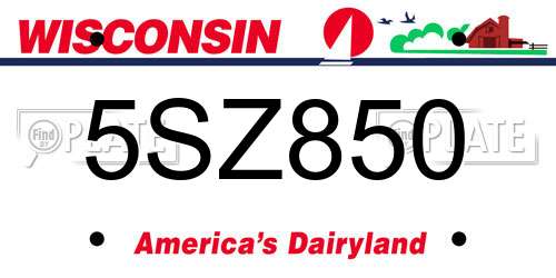 5SZ850 Wisconsin License Plate