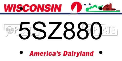 5SZ880 Wisconsin License Plate