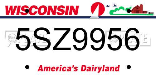 5SZ9956 Wisconsin License Plate