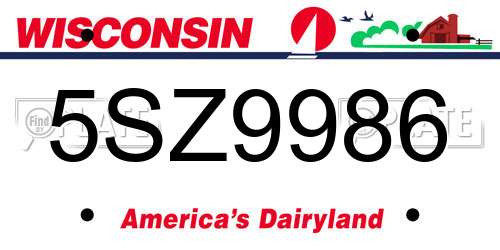 5SZ9986 Wisconsin License Plate