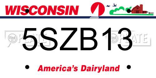 5SZB13 Wisconsin License Plate