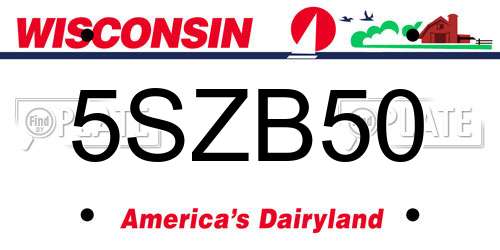 5SZB50 Wisconsin License Plate