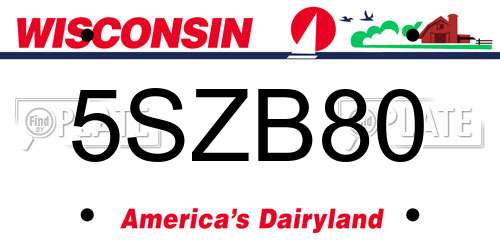 5SZB80 Wisconsin License Plate