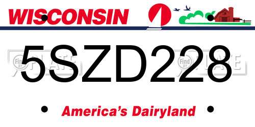 5SZD228 Wisconsin License Plate