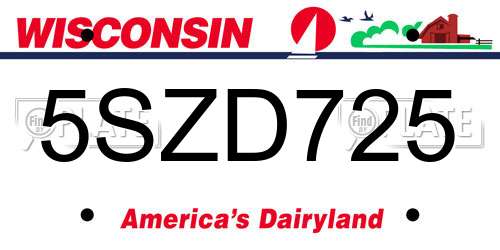 5SZD725 Wisconsin License Plate
