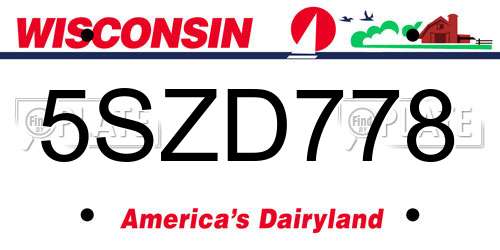 5SZD778 Wisconsin License Plate