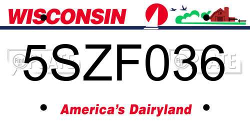 5SZF036 Wisconsin License Plate