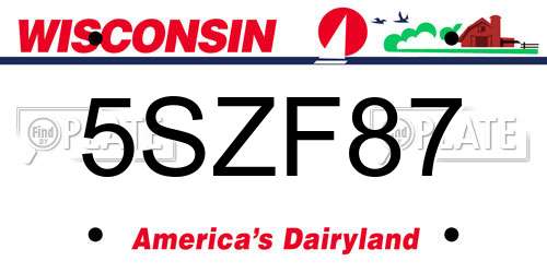 5SZF87 Wisconsin License Plate