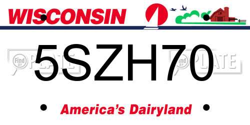 5SZH70 Wisconsin License Plate