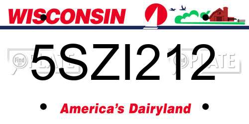 5SZI212 Wisconsin License Plate