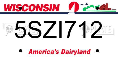 5SZI712 Wisconsin License Plate