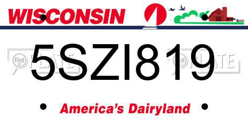 5SZI819 Wisconsin License Plate