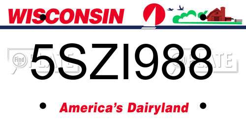 5SZI988 Wisconsin License Plate