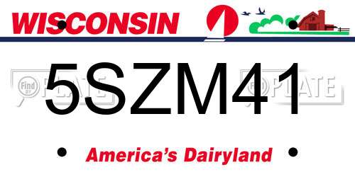 5SZM41 Wisconsin License Plate