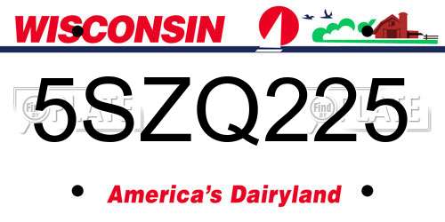 5SZQ225 Wisconsin License Plate