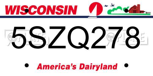 5SZQ278 Wisconsin License Plate