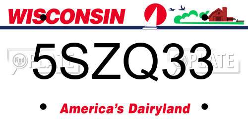 5SZQ33 Wisconsin License Plate
