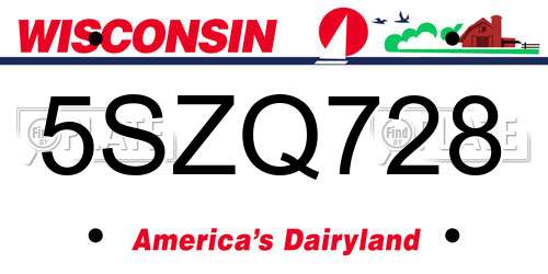 5SZQ728 Wisconsin License Plate