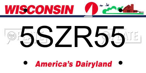 5SZR55 Wisconsin License Plate