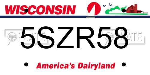 5SZR58 Wisconsin License Plate