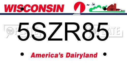 5SZR85 Wisconsin License Plate
