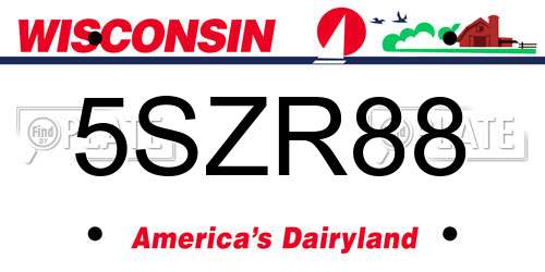 5SZR88 Wisconsin License Plate