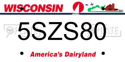 5SZS80 Wisconsin License Plate