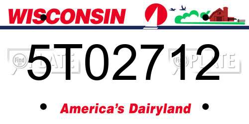 5T02712 Wisconsin License Plate