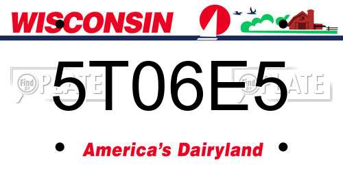 5T06E5 Wisconsin License Plate