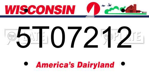 5T07212 Wisconsin License Plate