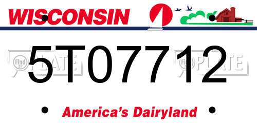 5T07712 Wisconsin License Plate