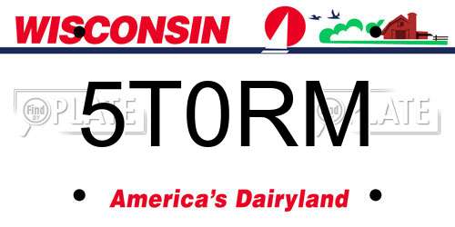 5T0RM Wisconsin License Plate