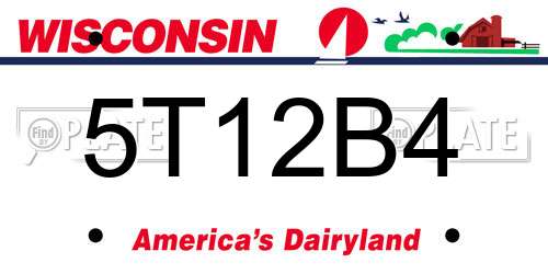 5T12B4 Wisconsin License Plate