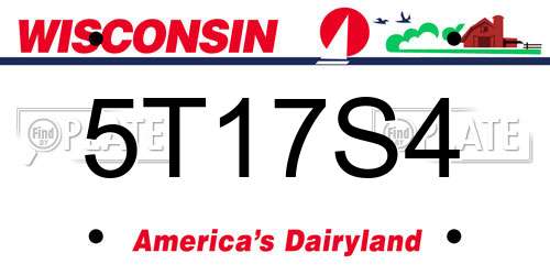 5T17S4 Wisconsin License Plate