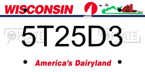 5T25D3 Wisconsin License Plate