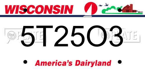 5T25O3 Wisconsin License Plate