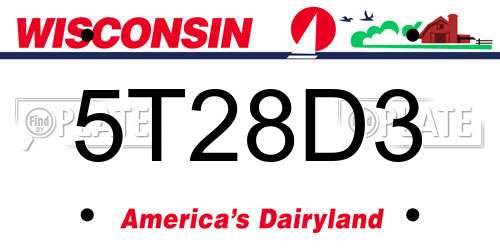 5T28D3 Wisconsin License Plate